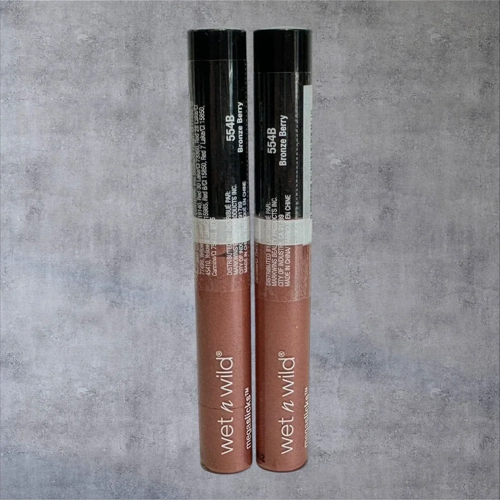 Wet n Wild Lip Gloss Womens 0.19oz 554B Bronze Berry NEW 2pk‎ MegaSlicks Shimmer